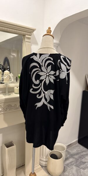 Exclusive Batik Lukis blouse (black grey flower) - Image 3