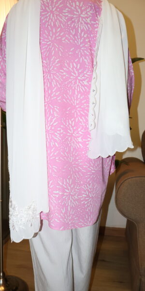 Stamped Batik Blouse With diamonds (Soft Pink) - Image 2