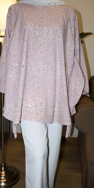 Stamped Batik Blouse With diamonds (Soft Peach)