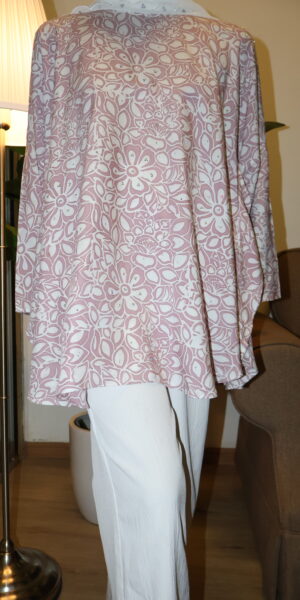 Stamped Batik Blouse With diamonds (Dusty Pink)