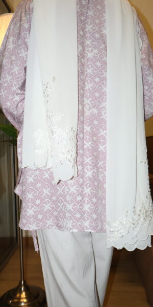 Stamped Batik Blouse With diamonds (Dusty Purple) - Image 3