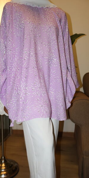 Stamped Batik Blouse With diamonds (lavender)