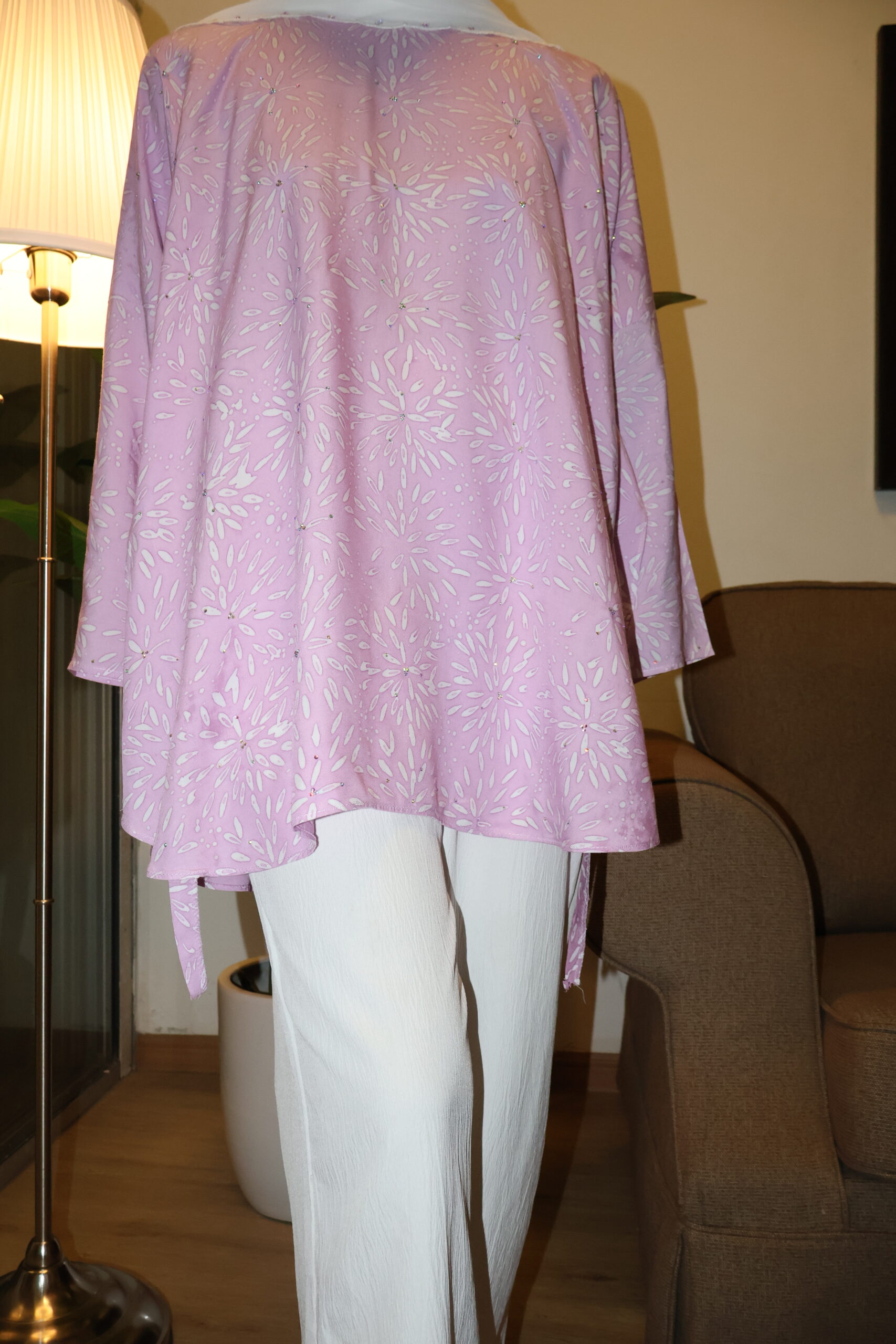 Stamped Batik Blouse With diamonds (light plum)