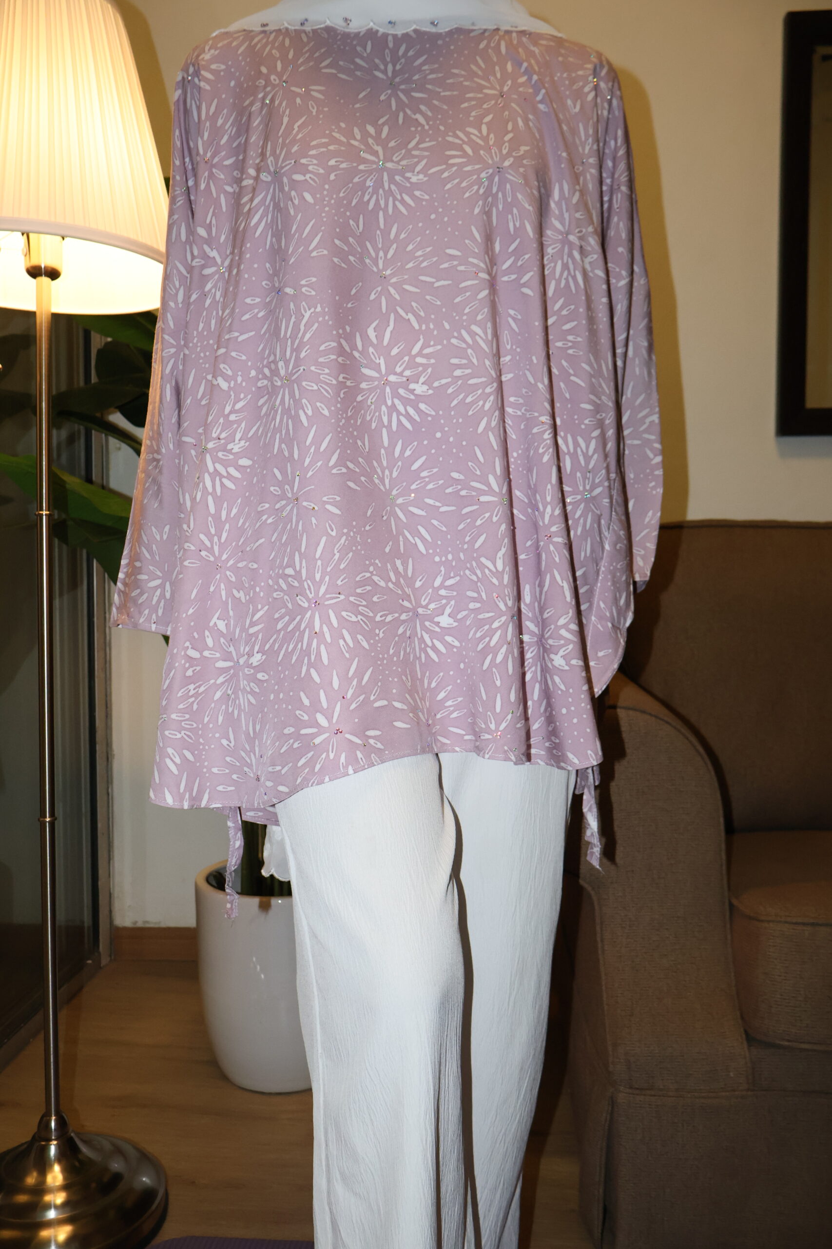 Stamped Batik Blouse With diamonds (Plum)