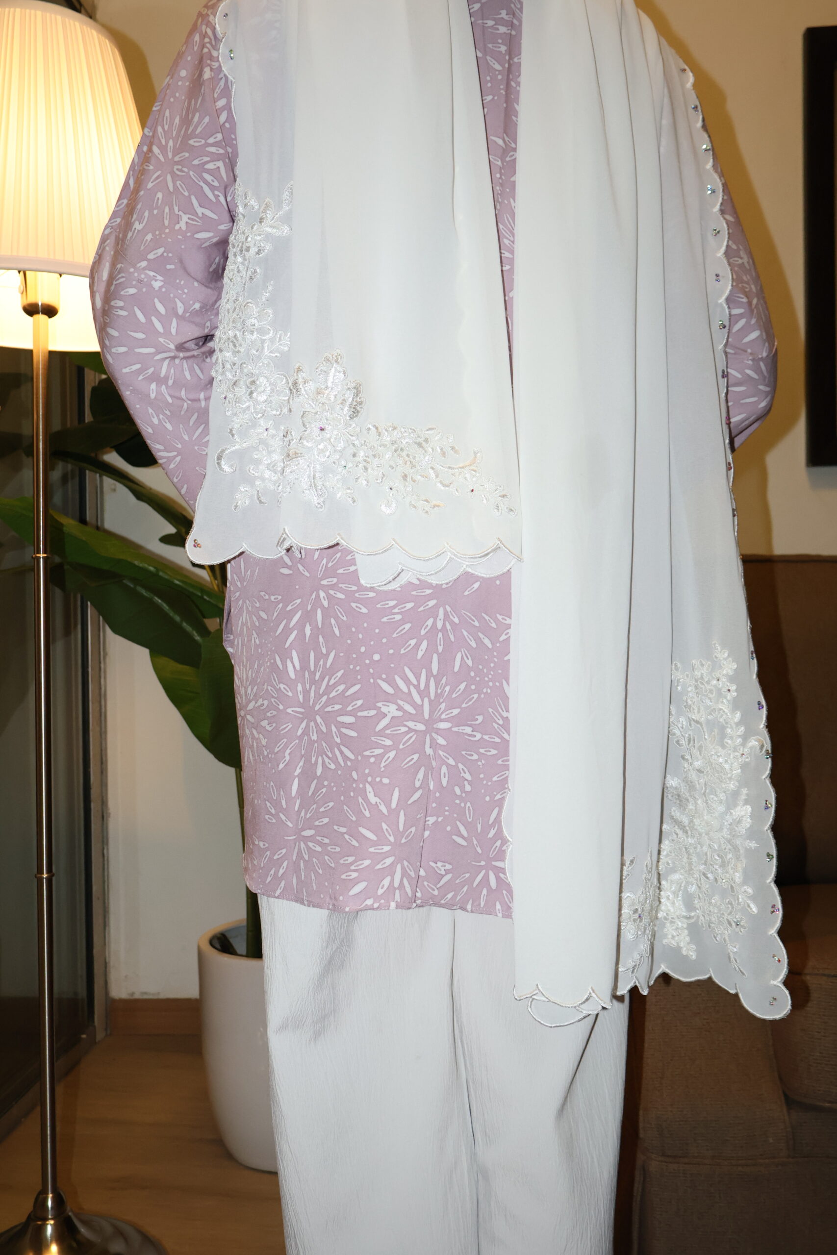 Stamped Batik Blouse With diamonds (Plum) - Image 3