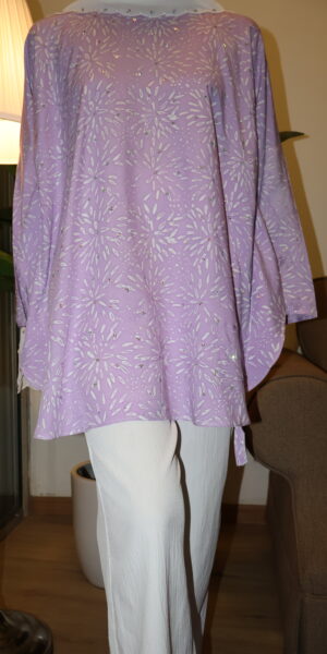 Stamped Batik Blouse With diamonds (lilac)