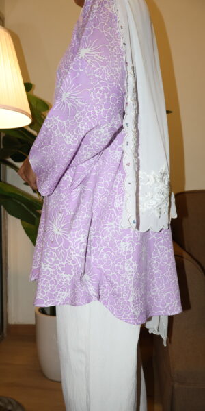 Stamped Batik Blouse With diamonds (Dark lilac) - Image 2