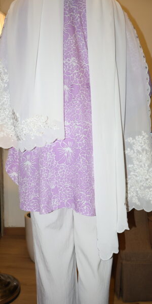 Stamped Batik Blouse With diamonds (Dark lilac) - Image 3
