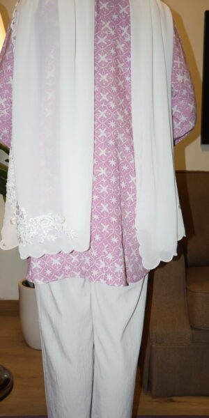 Stamped Batik Blouse With diamonds (Mentos Pink) - Image 3