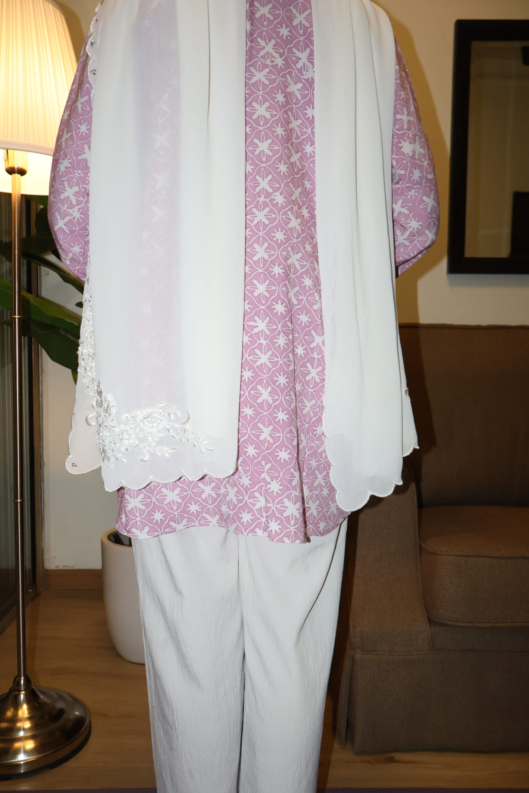 Stamped Batik Blouse With diamonds (Mentos Pink) - Image 3