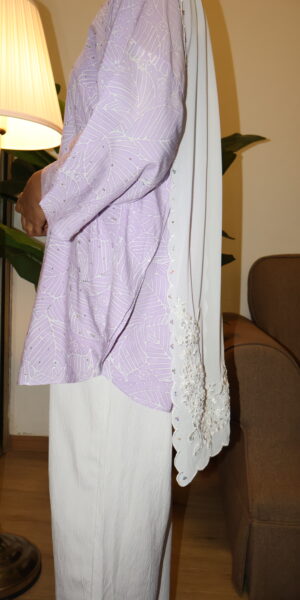 Stamped Batik Blouse With diamonds (soft lilac) - Image 2