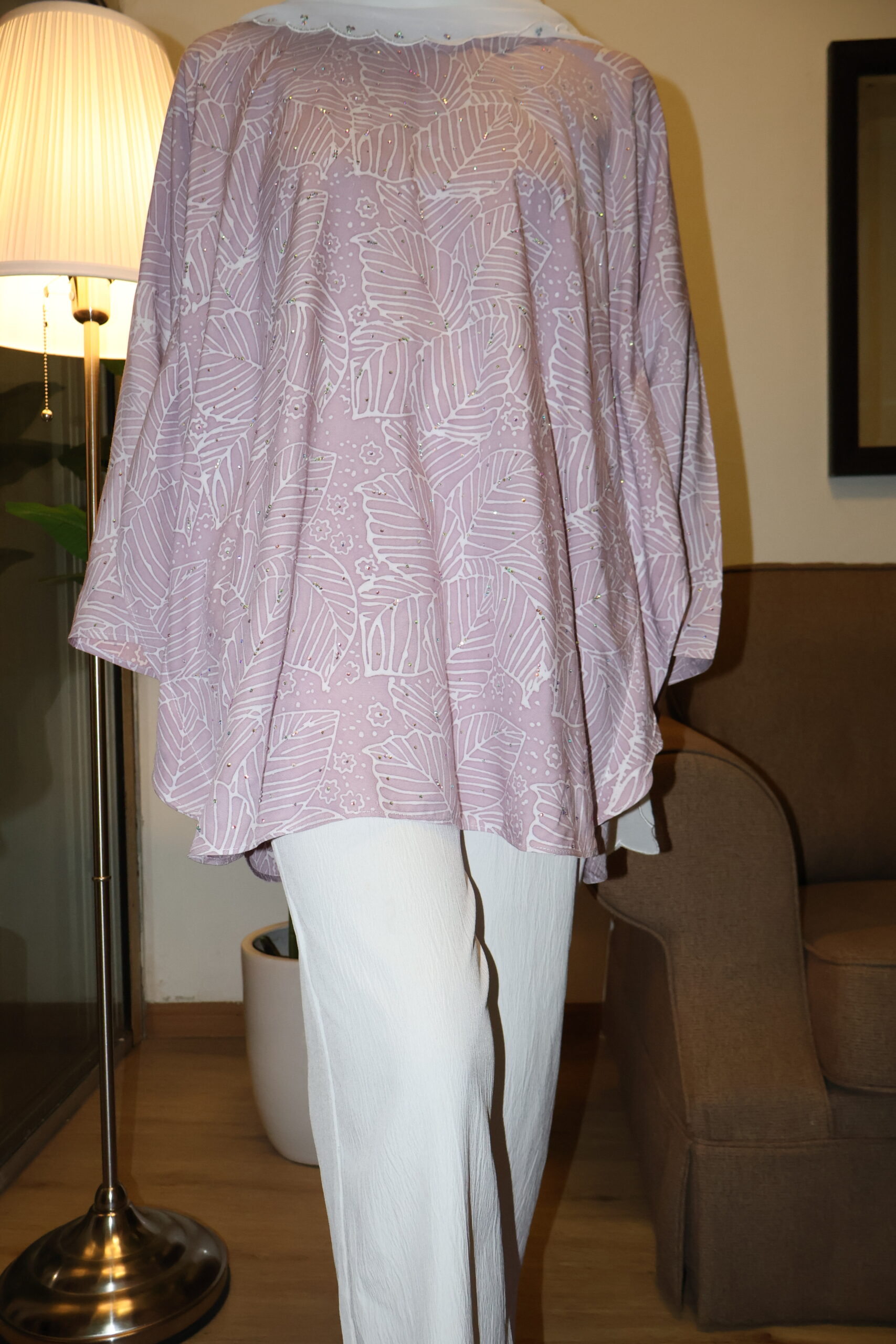Stamped Batik Blouse With diamonds (plum)