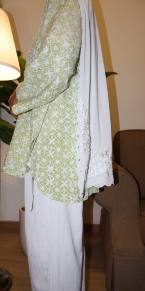 Stamped Batik Blouse With diamonds (hijau pucuk pisang) - Image 2