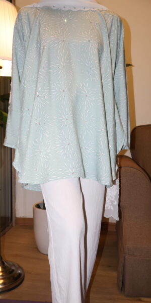 Stamped Batik Blouse With diamonds (Pastel Green)