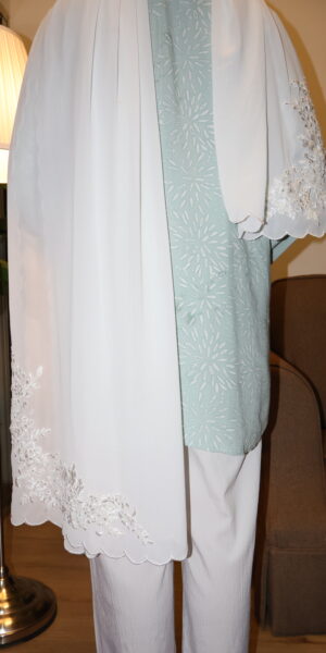 Stamped Batik Blouse With diamonds (Pastel Green) - Image 3