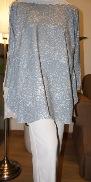 Stamped Batik Blouse With diamonds (Grey)
